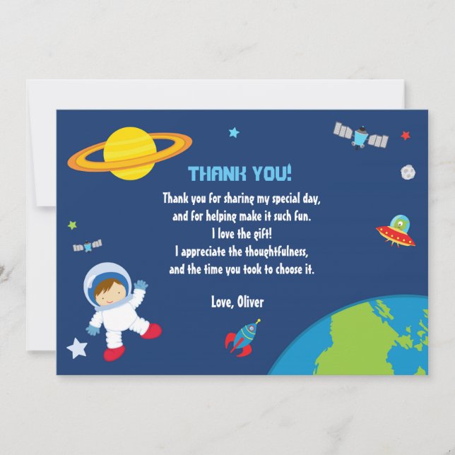Astronaut Space Thank You Card (Front)