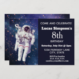 Astronaut Space Themed Birthday Invitations