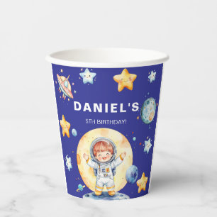 Astronaut Space-Themed Custom Birthday Party Paper Cups