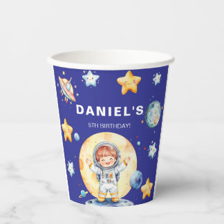 Astronaut Space-Themed Custom Birthday Party Paper Cups