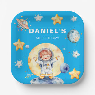 Astronaut Space-Themed Custom Birthday Party Paper Plate