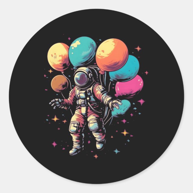 Astronaut Space Universe Planets Galaxy Classic Round Sticker (Front)