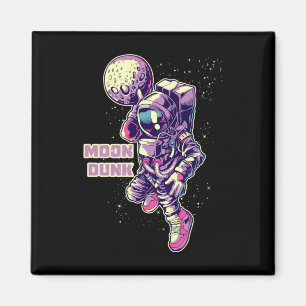 Astronaut Spaceman Basketball Player Dunking Moon Magnet