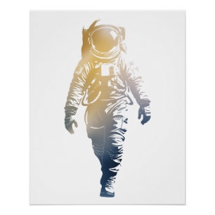 Astronaut Spaceman Discovery Challenge Silhouette Poster
