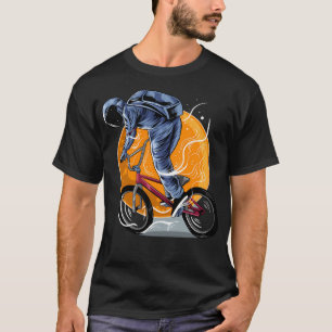 Astronaut Spaceman Riding A Bicycle In Space T-Shirt