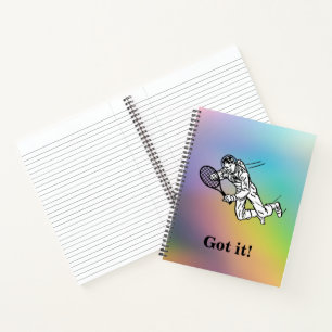 Astronaut Spaceman Tennis Player With Text Notebook