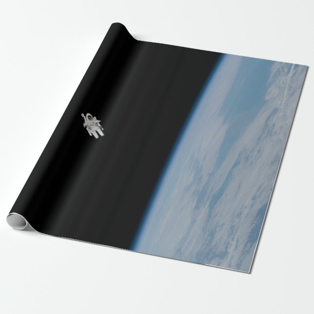 Astronaut Spacewalking Above Earth Wrapping Paper (Unrolled)