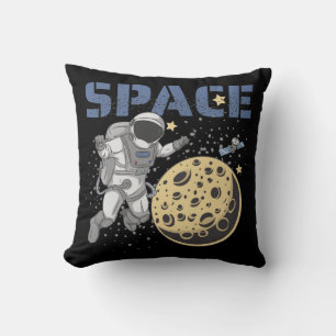 Astronaut Spacewalking and Exploring Illustration Cushion