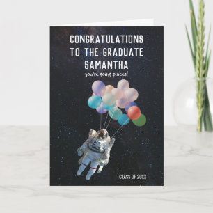 Astronaut Stars & Space Balloons Graduation Card