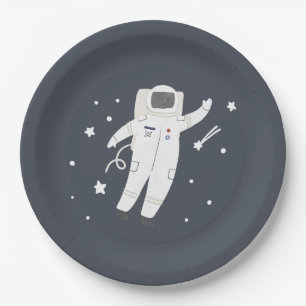 Astronaut & Stars Space Birthday Party Paper Plate