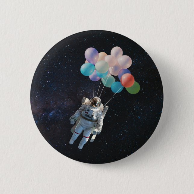 Astronaut Stars & Space Colourful Balloons 6 Cm Round Badge (Front)
