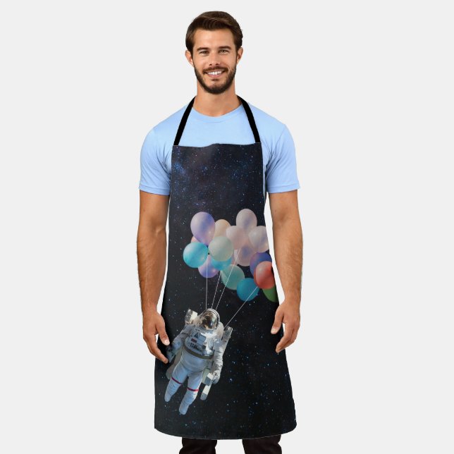 Astronaut Stars & Space Colourful Balloons Apron (Worn)