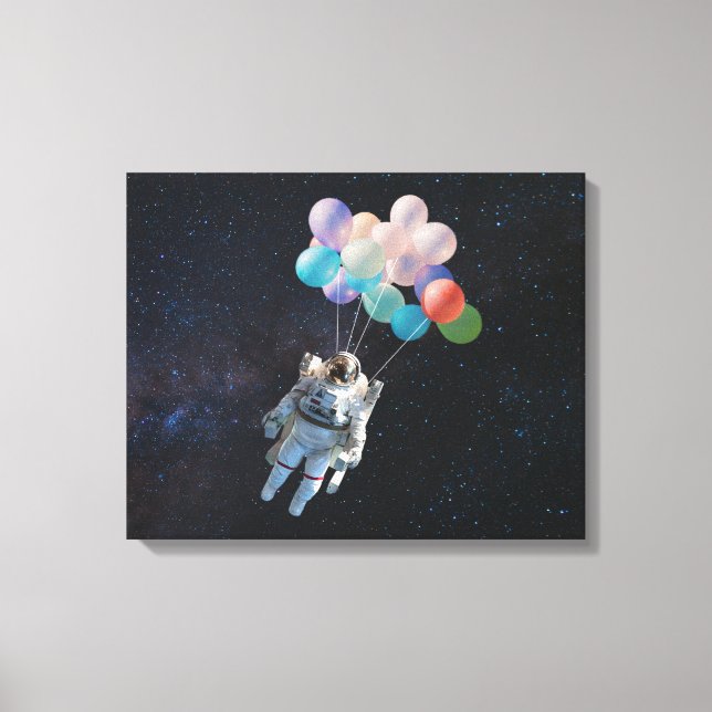 Astronaut Stars & Space Colourful Balloons Canvas Print (Front)