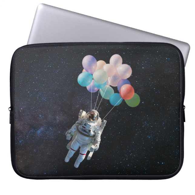Astronaut Stars & Space Colourful Balloons Laptop Sleeve (Front)