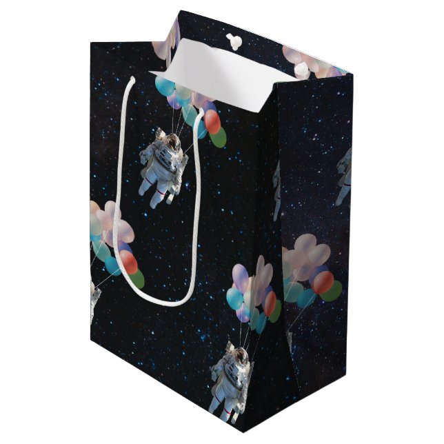 Astronaut Stars & Space Colourful Balloons Medium Gift Bag (Front Angled)