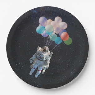 Astronaut Stars & Space Colourful Balloons Paper Plate