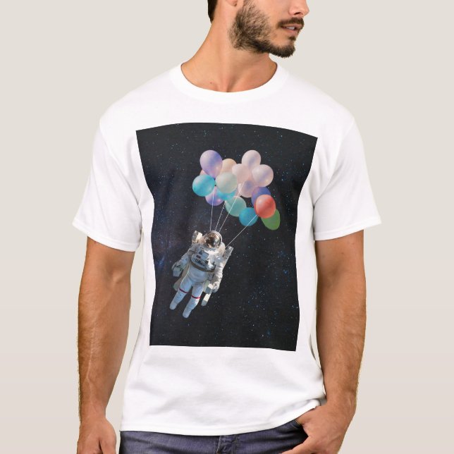 Astronaut Stars & Space Colourful Balloons T-Shirt (Front)