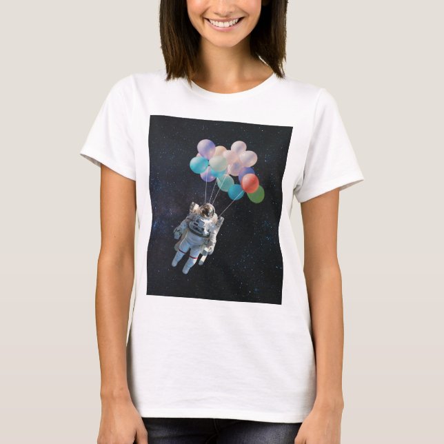 Astronaut Stars & Space Colourful Balloons T-Shirt (Front)
