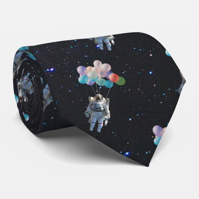 Astronaut Stars & Space Colourful Balloons Tie (Rolled)