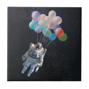 Astronaut Stars & Space Colourful Balloons Tile