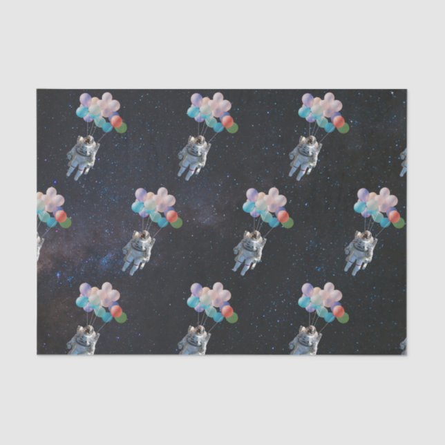 Astronaut Stars & Space Colourful Balloons Tissue Paper (Front)