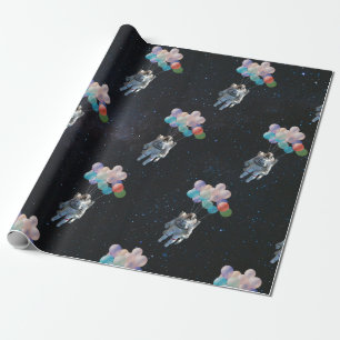 Astronaut Stars & Space Colourful Balloons Wrapping Paper