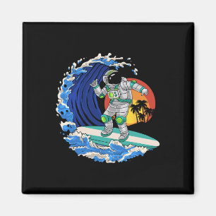 Astronaut Surfer, Astronaut Riding Wave, Astronaut Magnet