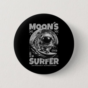 Astronaut Surfer Design, Moon Surfing Space Cosmic 6 Cm Round Badge