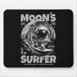 Astronaut Surfer Design, Moon Surfing Space Cosmic Mouse Mat