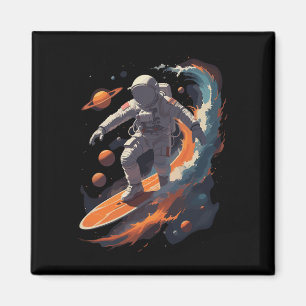 Astronaut Surfer Shirt Outer Space Galaxy Surfing Magnet