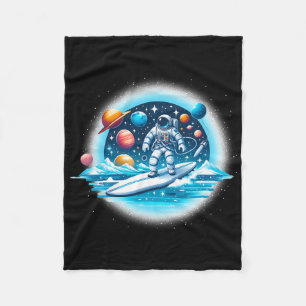 Astronaut Surfing In Space Boys Girls Stem Kids Fleece Blanket