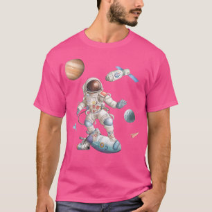 Astronaut Surfing Space Rocket Stars Sky Universe T-Shirt
