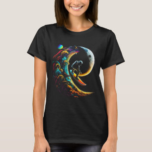 Astronaut Surfing Through Space Universe Galaxy Pl T-Shirt