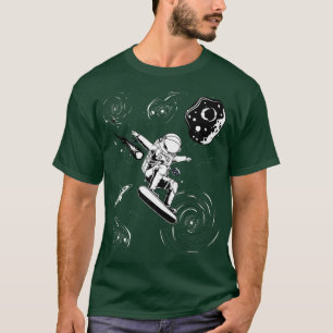 Astronaut surfs, skates in space Universe  surf as T-Shirt