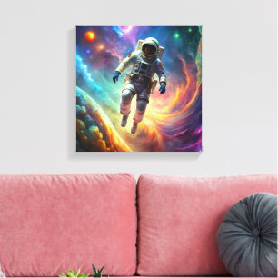 Astronaut Suspended inSpace Amidst Swirling Nebula Canvas Print