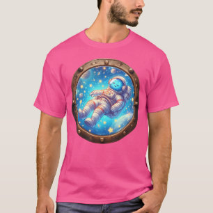 Astronaut Sweetly Floating In Space Porthole Astro T-Shirt