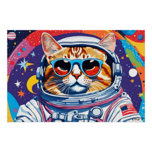 ASTRONAUT TABBY CAT 3 POSTER