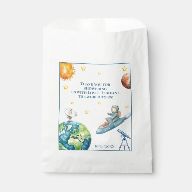 Astronaut Teddy Bear Baby Shower Favour Bags (Front)