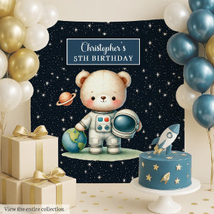 Astronaut Teddy Bear Backdrop for Boy’s Party Tapestry