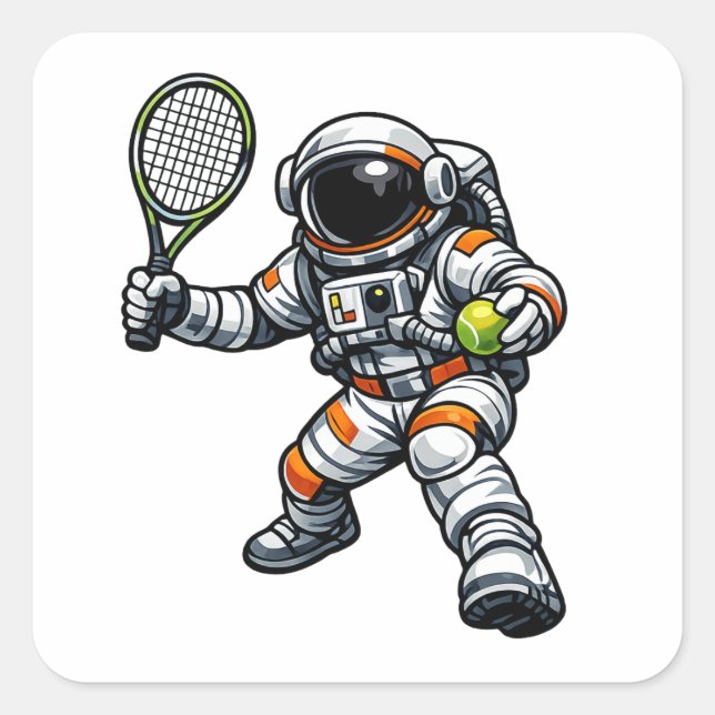 Astronaut Tennis Square Sticker (Front)