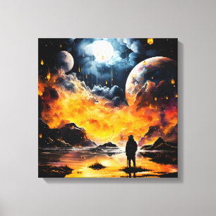 Astronaut Traveller Cosmic Horizon Journey Canvas Print