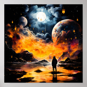 Astronaut Traveller Cosmic Horizon Journey Poster