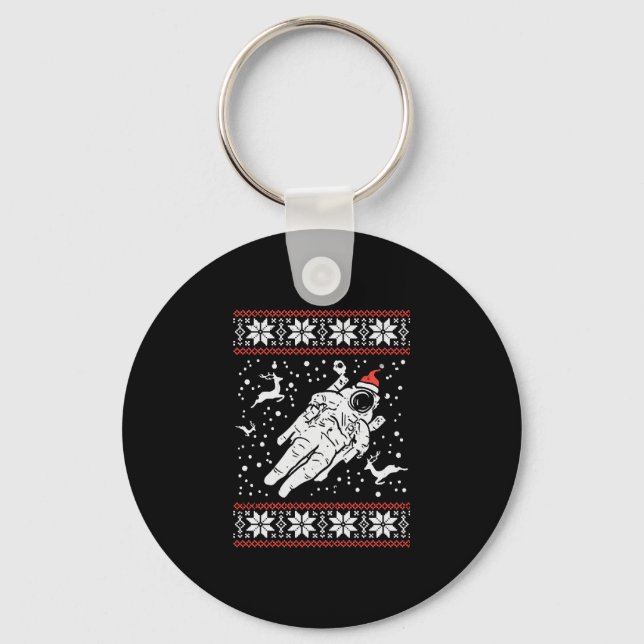 Astronaut Ugly Christmas Sweater Xmas Space Lover Key Ring (Front)