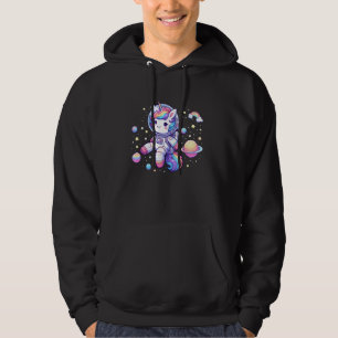 Astronaut Unicorn Floating in Cute Colourful Space Hoodie