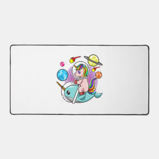 Astronaut Unicorn Riding Narwhal Space Universe Desk Mat