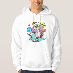 Astronaut Unicorn Riding Narwhal Space Universe Hoodie