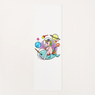 Astronaut Unicorn Riding Narwhal Space Universe Yoga Mat