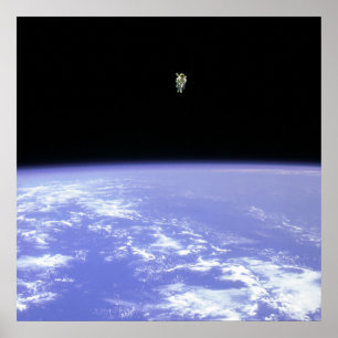 Astronaut using Manned Manuevering Unit in Space Poster