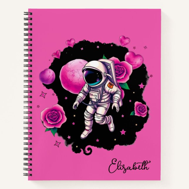 Astronaut Valentine Rose Notebook (Front)