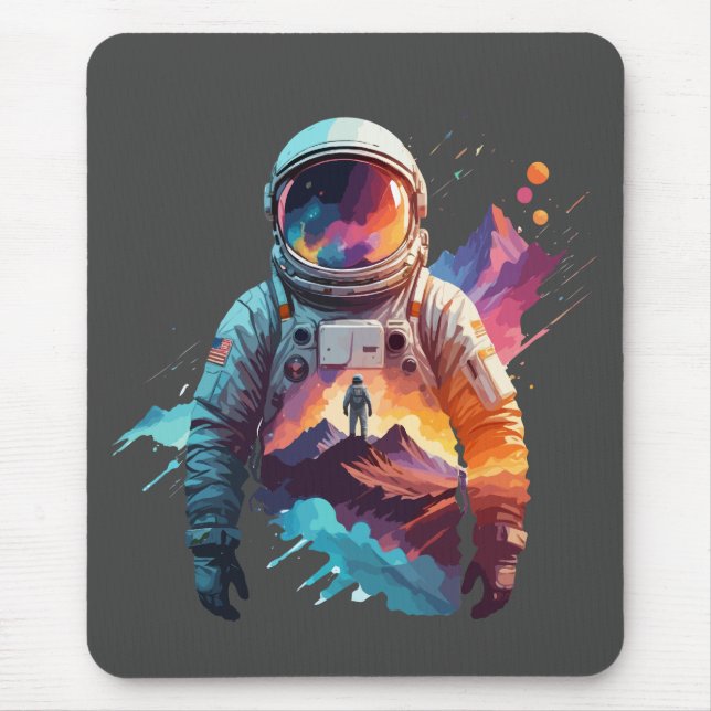 Astronaut Vector Art Space Discovery Mouse Mat (Front)